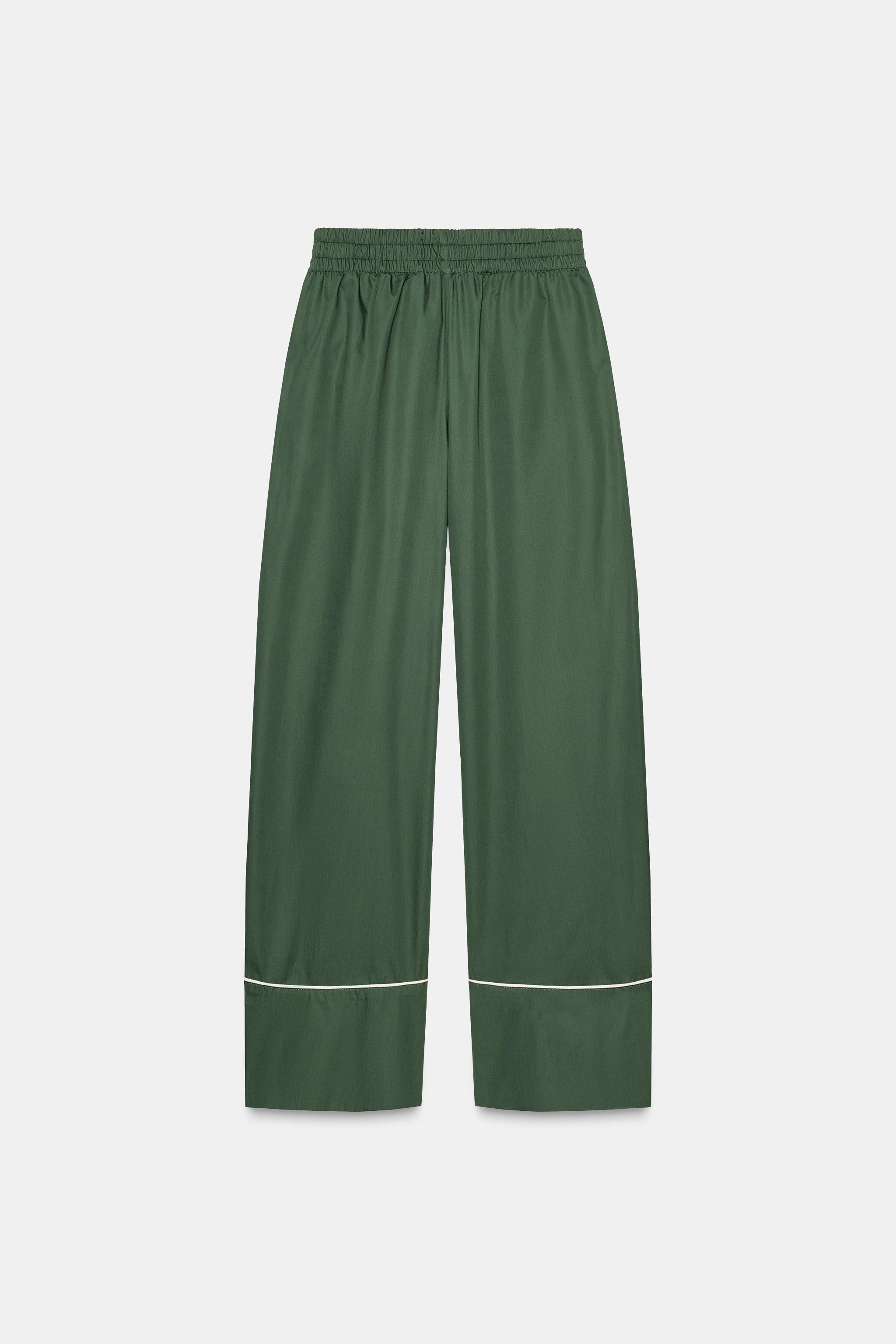 CONTRAST POPLIN PANTS